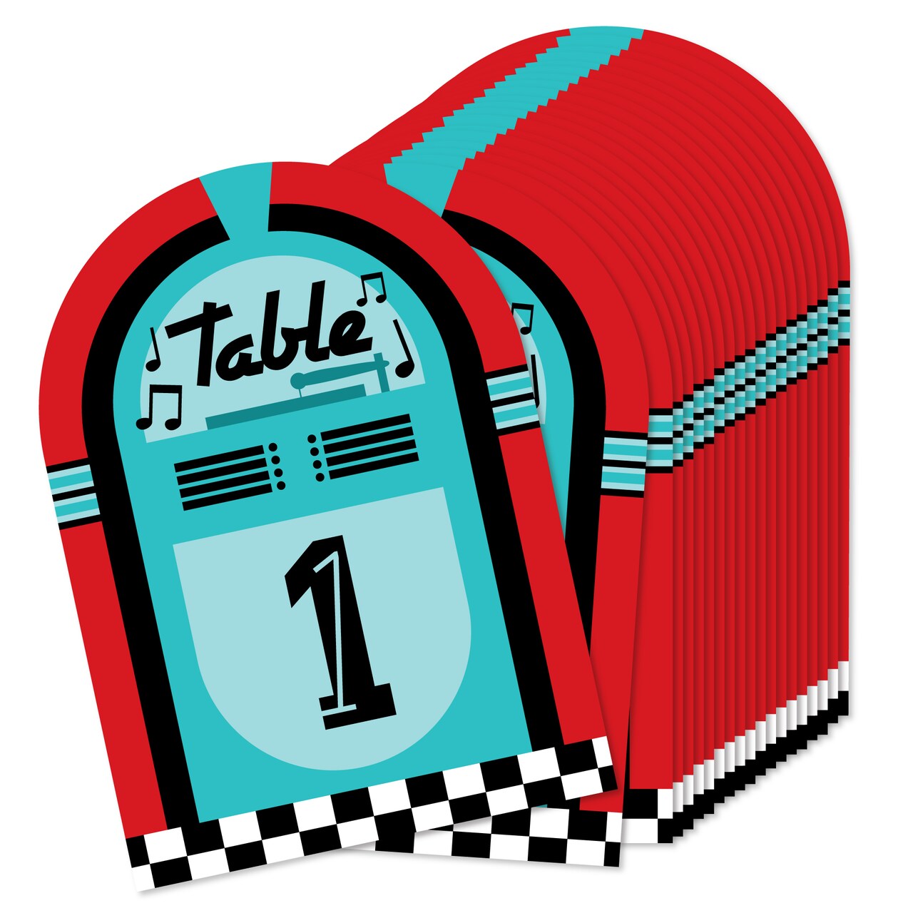 Big Dot of Happiness 50’s Sock Hop - 1950s Rock N Roll Party Double-Sided 5 x 7 inches Cards - Table Numbers - 1-20